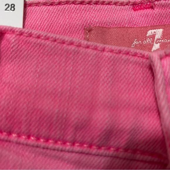 7 For All Mankind Pink High Waist Slim Kick Jean, NEW  Size 28 - Picture 4 of 9
